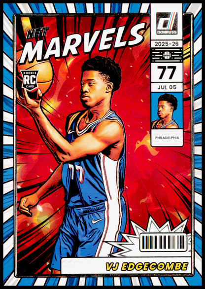 2025-26 Donruss VJ Edgecombe Card Net Marvels Philadelphia 76ers
