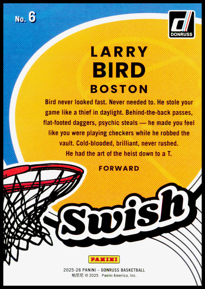 2025-26 Donruss Larry Bird Card Swish Boston Celtics