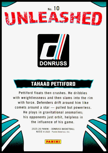 2025-26 Donruss Tahaad Pettiford Card Unleashed Auburn Tigers