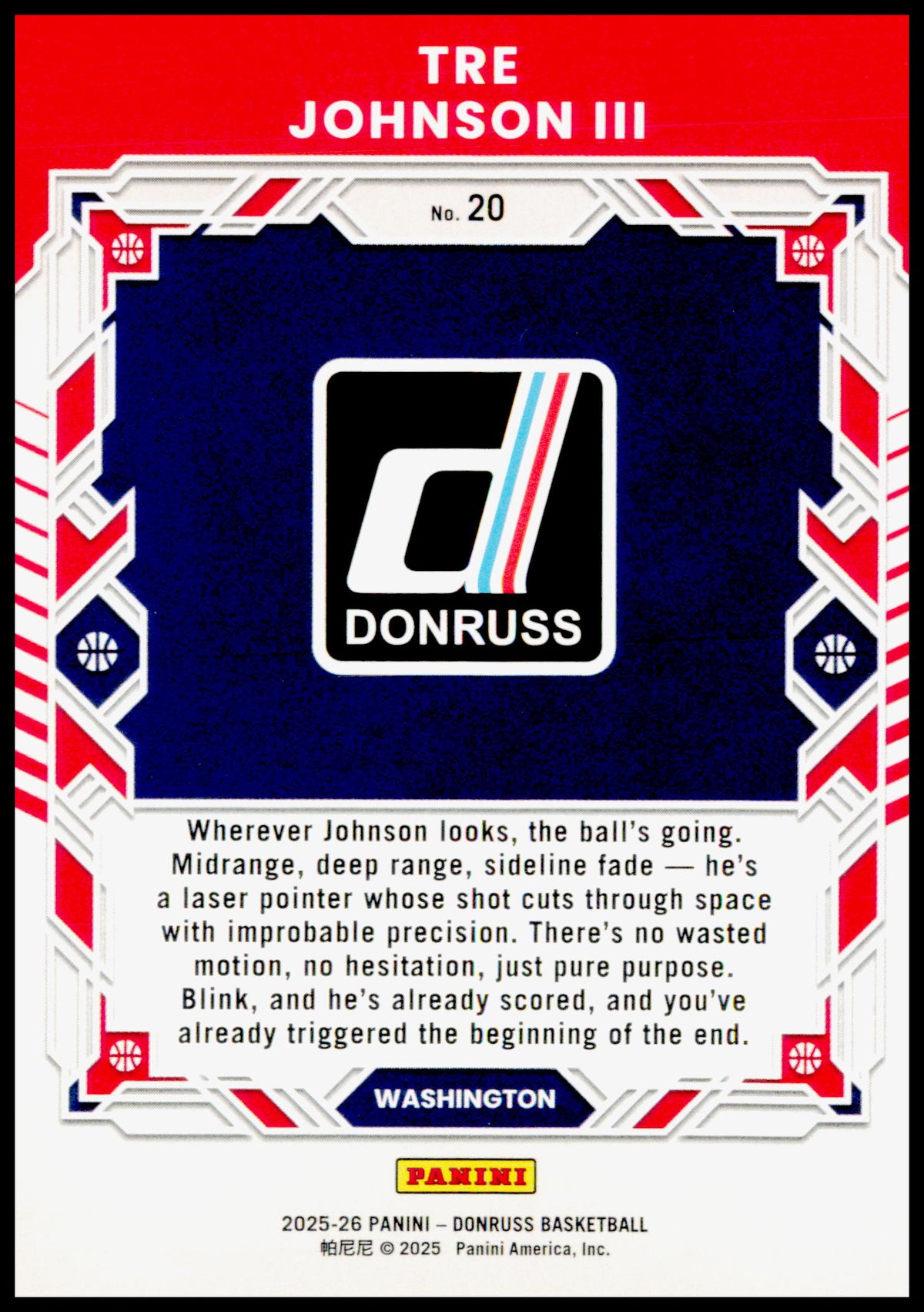 2025-26 Donruss Hansen Yang Card Elite Series Portland Trail Blazers