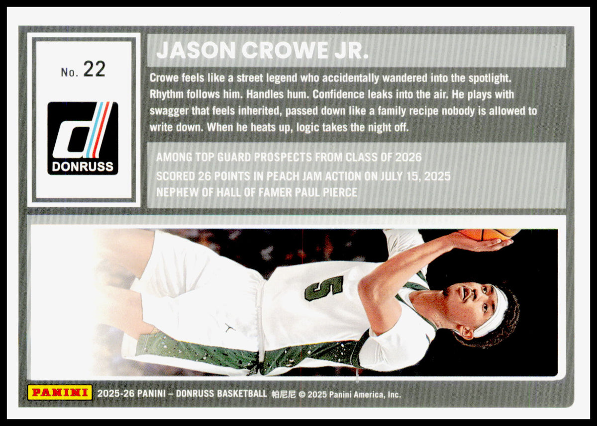 2025-26 Donruss Jason Crowe Jr. Card Holo Green Laser