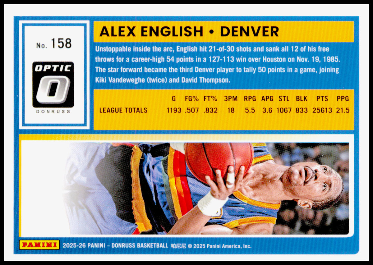 2025-26 Donruss Alex English Card Optic Denver Nuggets