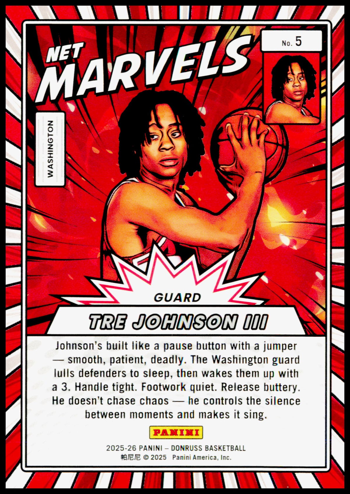 2025-26 Donruss Tre Johnson III Card Net Marvels Washington Wizards