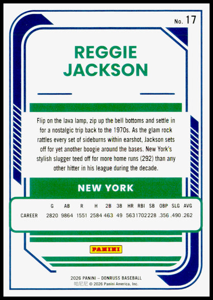 2026 Donruss Reggie Jackson Card Red and Blue New York Yankees