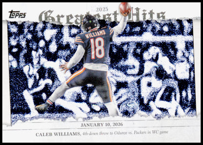 2026 Topps Flagship Caleb Williams Card 2025 Greatest Hits Chicago Bears