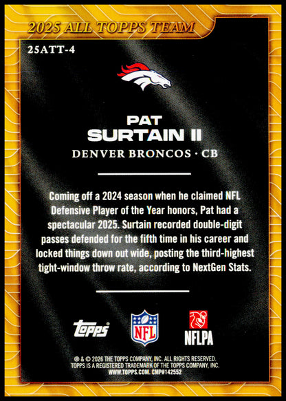 2026 Topps Flagship Patrick Surtain II Card 2025 All Topps Team Denver Broncos