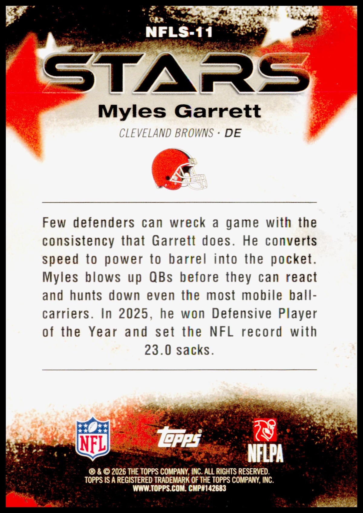 2026 Topps Flagship Myles Garrett Card NFL Stars Cleveland Browns