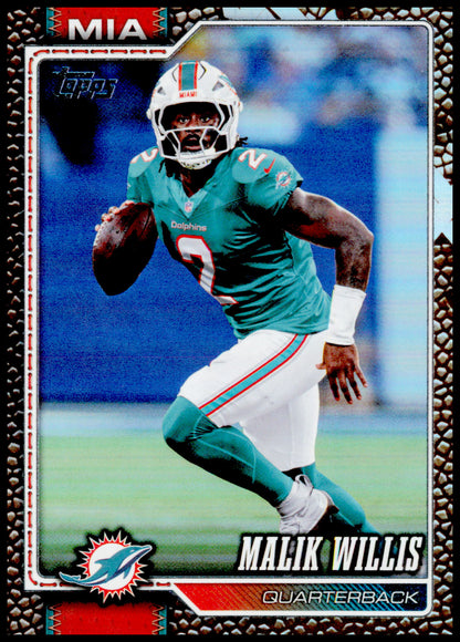 2026 Topps Flagship Malik Willis Card Football Leather Foil Miami Dolphins