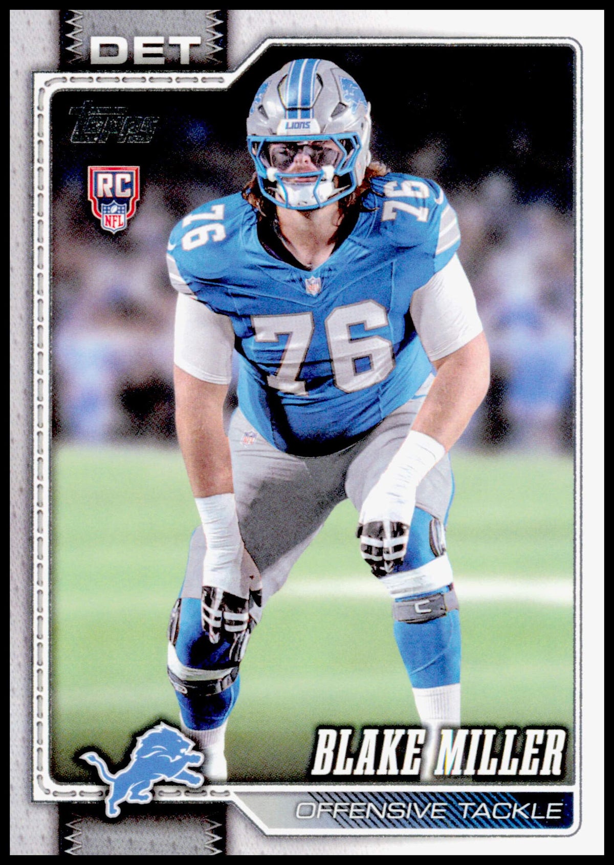 2026 Topps Flagship Blake Miller Card RC Detroit Lions