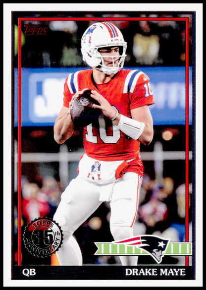 2026 Topps Flagship Drake Maye Card 1991 Topps Football New England Patriots