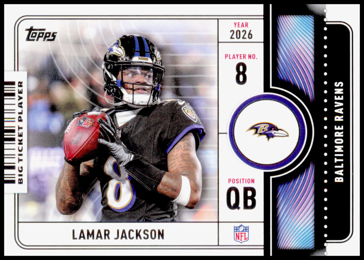 2026 Topps Flagship Lamar Jackson Card Big Ticket Players Baltimore Ravens