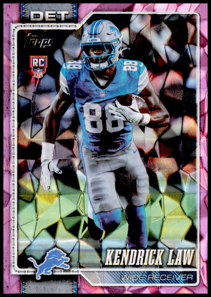 2026 Topps Flagship Kendrick Law Card Pink Diamante Foil RC Detroit Lions