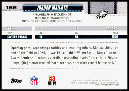 2026 Topps Flagship Jordan Mailata Card Diamante Foil Philadelphia Eagles