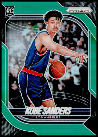 2025-26 Panini Prizm Kobe Sanders Card Green Prizm Los Angeles Clippers