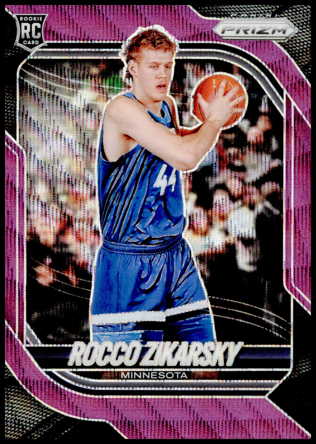 2025-26 Panini Prizm Rocco Zikarsky Card Purple Wave Prizm Minnesota