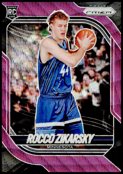 2025-26 Panini Prizm Rocco Zikarsky Card Purple Wave Prizm Minnesota