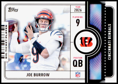 2026 Topps Flagship Joe Burrow Card Big Ticket Players Cincinnati Bengals