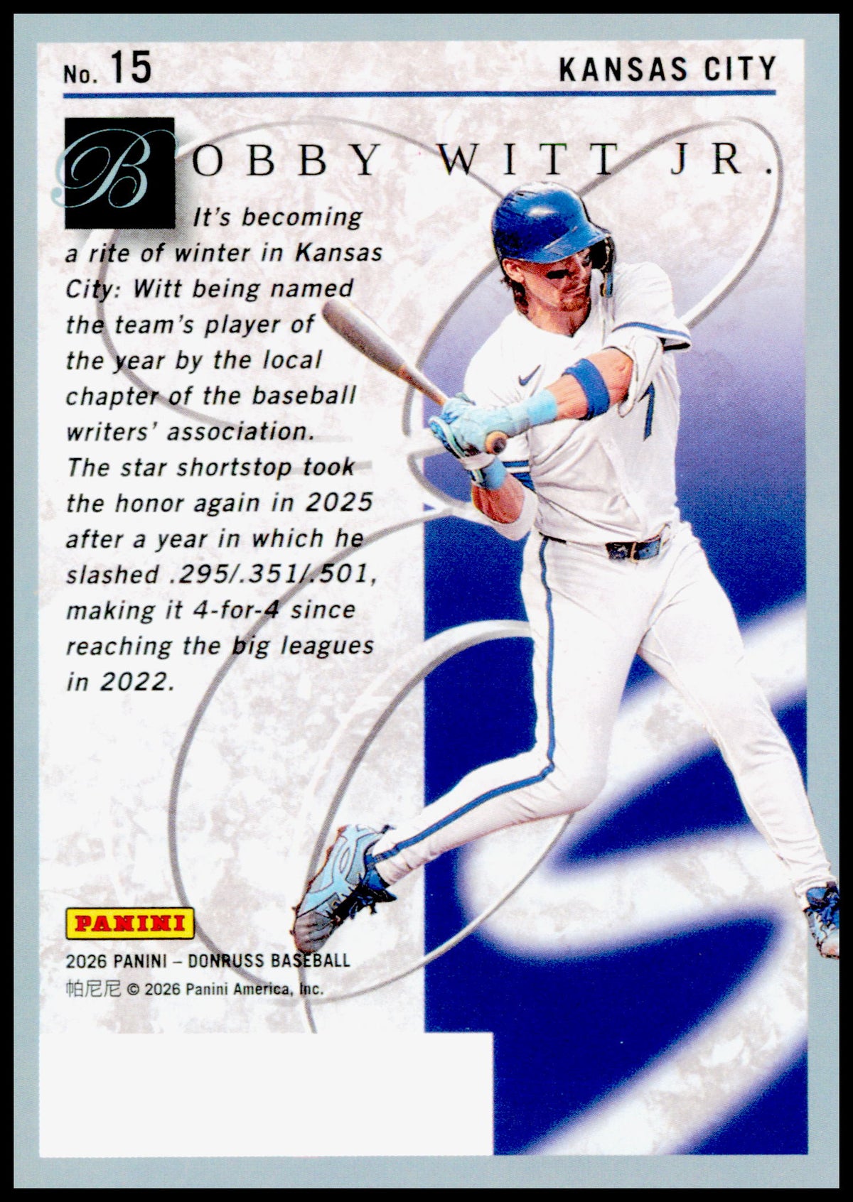 2026 Donruss Bobby Witt Jr. Card Elite Series Kansas City Royals