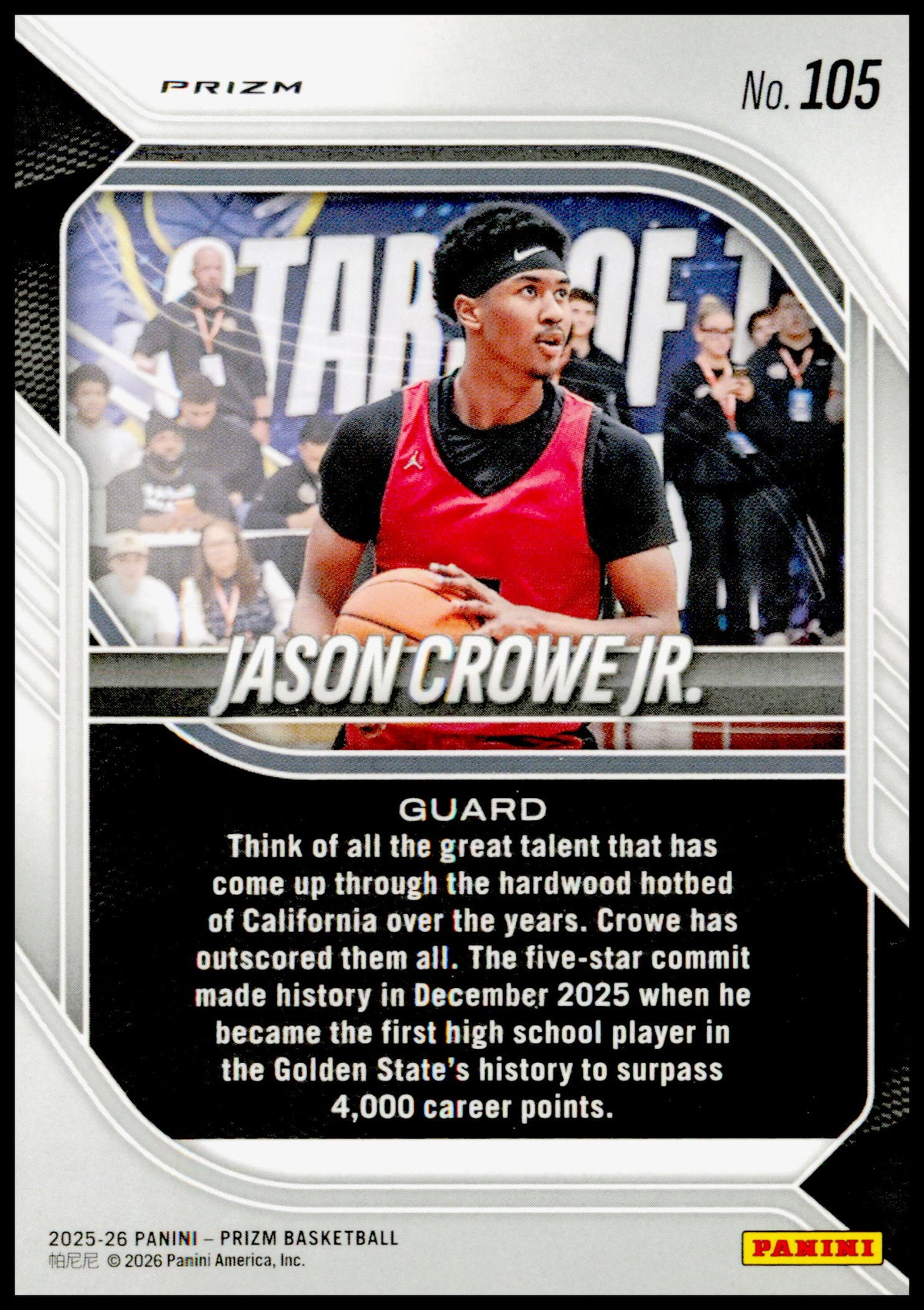 2025-26 Panini Prizm Jason Crowe Jr. Card Green Prizm