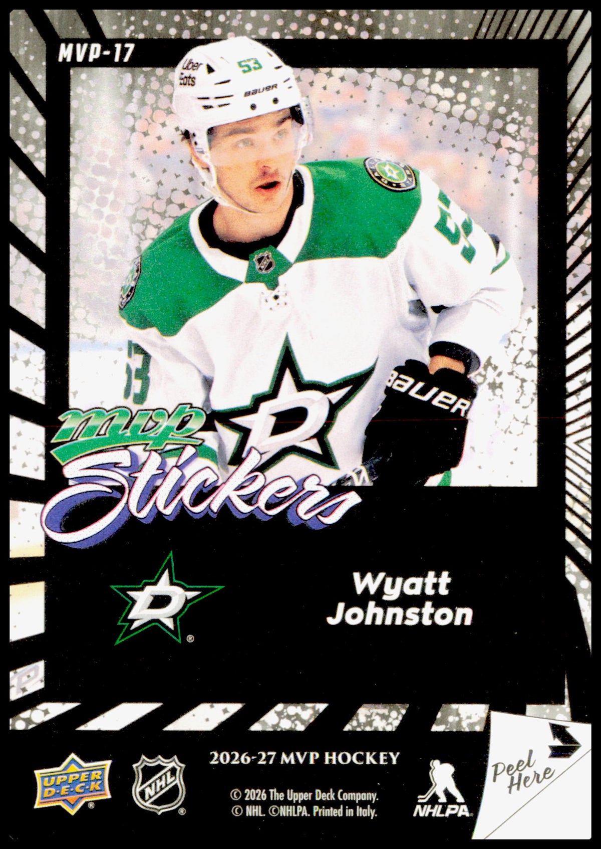 2026-27 Upper Deck MVP Wyatt Johnston Card Stickers Dallas Stars