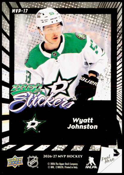 2026-27 Upper Deck MVP Wyatt Johnston Card Stickers Dallas Stars