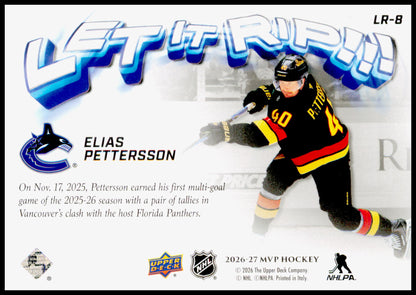2026-27 Upper Deck MVP Elias Pettersson Card Let it Rip Vancouver Canucks