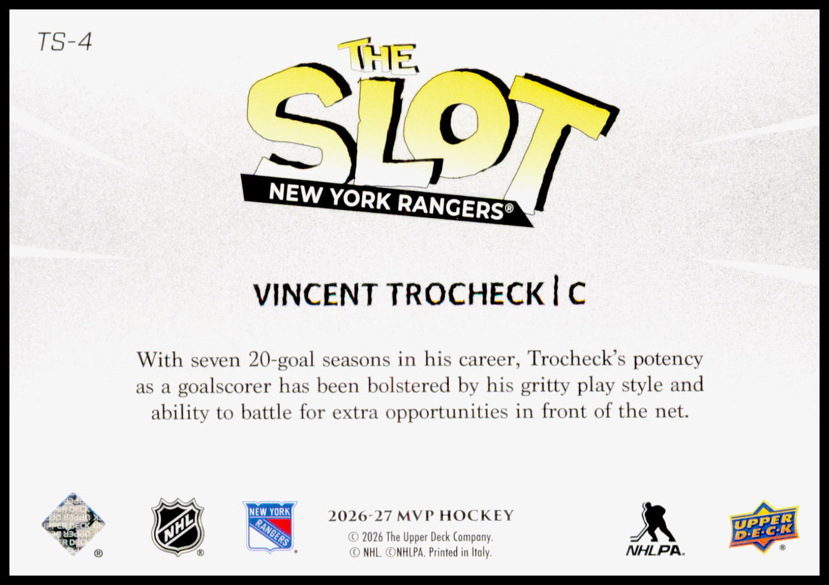 2026-27 Upper Deck MVP Vincent Trocheck Card The Slot New York Rangers