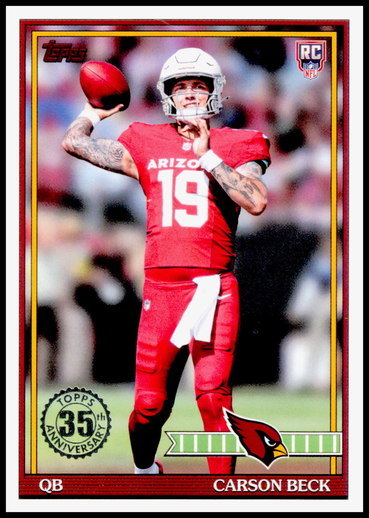 2026 Topps Flagship Carson Beck Card 1991 Topps Football Rookies Arizona