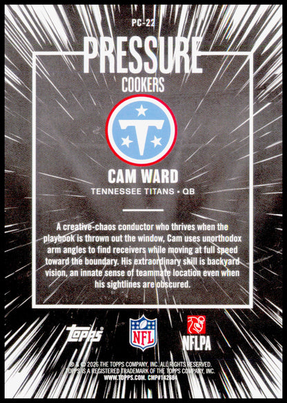 2026 Topps Flagship Cam Ward Card Pressure Cookers Tennessee Titans