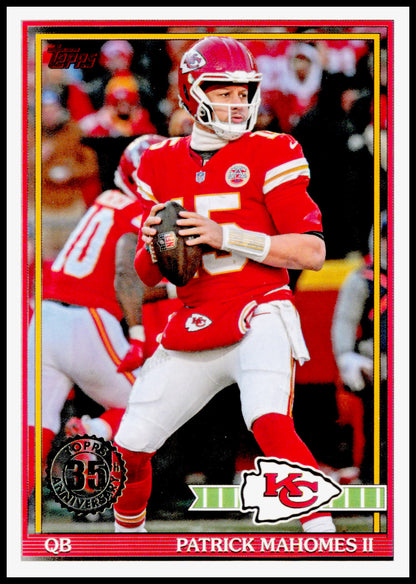 2026 Topps Flagship Patrick Mahomes II Card 1991 Topps Football Chiefs