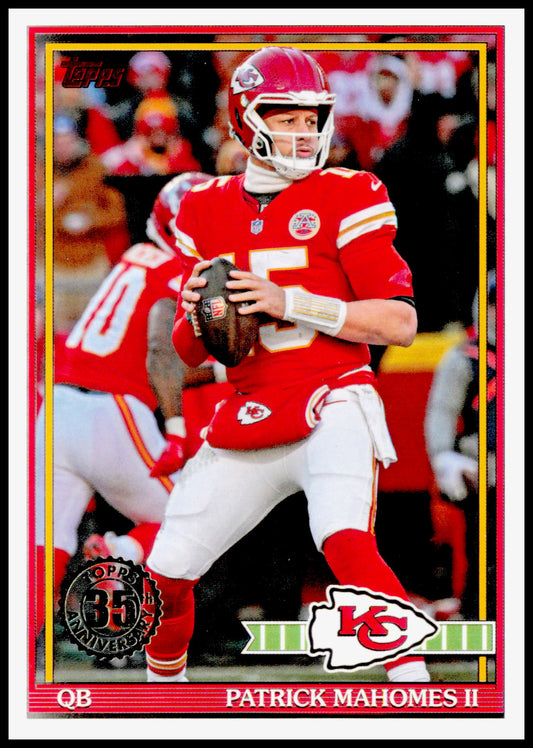 2026 Topps Flagship Patrick Mahomes II Card 1991 Topps Football Chiefs