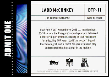 2026 Topps Flagship Ladd McConkey Card Big Ticket Players Los Angeles Chargers