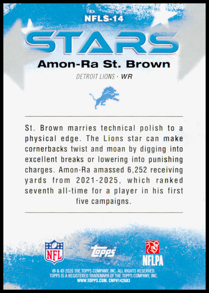2026 Topps Flagship Amon-Ra St. Brown Card NFL Stars Detroit Lions