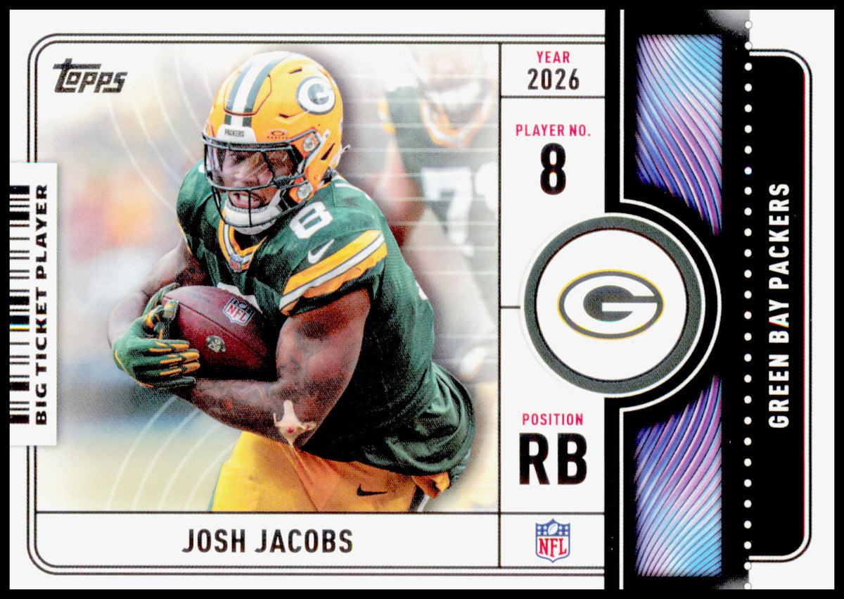 2026 Topps Flagship Josh Jacobs Card Big Ticket Players Green Bay Packers
