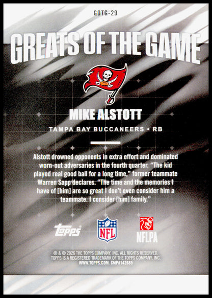 2026 Topps Flagship Mike Alstott Card Greats Of The Game Tampa Bay Buccaneers