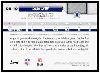 2026 Topps Flagship CeeDee Lamb Card Companion Cards Dallas Cowboys