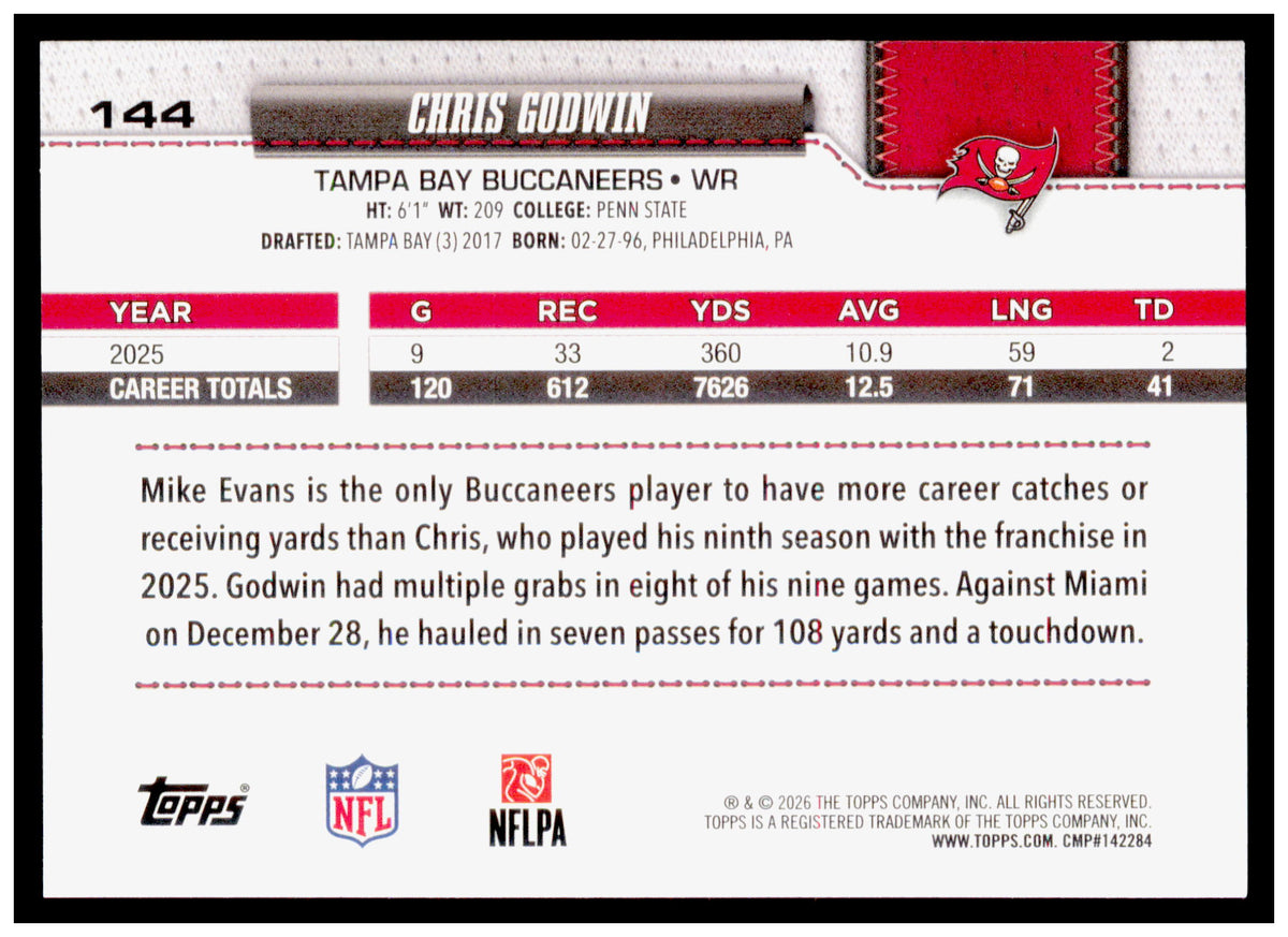 2026 Topps Flagship Chris Godwin Card Holo Foil Tampa Bay Buccaneers
