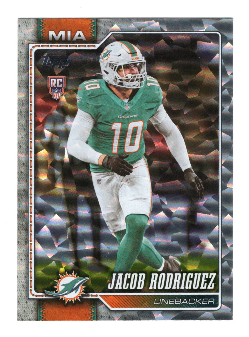 2026 Topps Flagship Jacob Rodriguez Card Diamante Foil RC Miami Dolphins