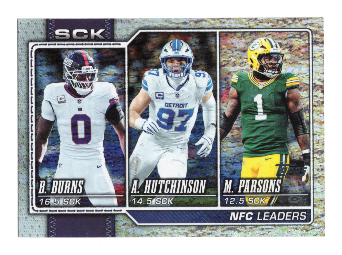 2026 Topps Flagship NFC Sack Leaders  Hutchinson /  Burns / Parsons Holo Foil