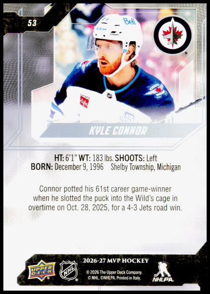 2026-27 Upper Deck MVP Kyle Connor Card Winnipeg Jets