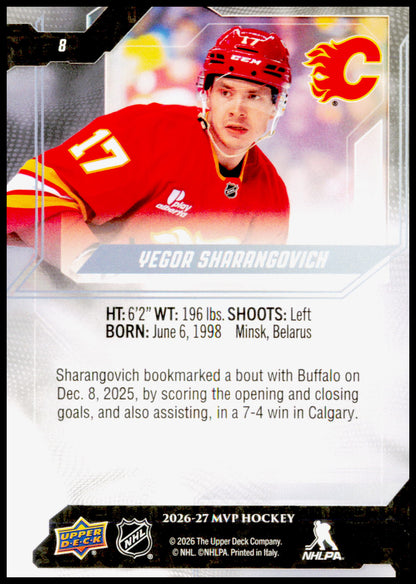 2026-27 Upper Deck MVP Yegor Sharangovich Card Calgary Flames
