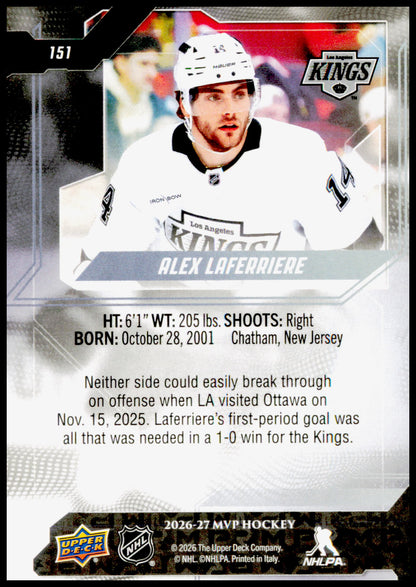2026-27 Upper Deck MVP Alex Laferriere Card Los Angeles Kings