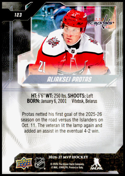 2026-27 Upper Deck MVP Aliaksei Protas Card Washington Capitals