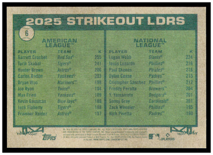 2026 Topps Heritage 2025 Strikeout Leaders Crochet / Webb Red Sox / Giants