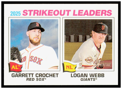2026 Topps Heritage 2025 Strikeout Leaders Crochet / Webb Red Sox / Giants