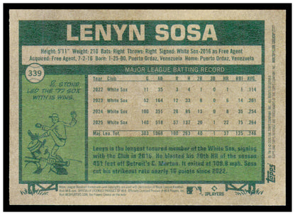 2026 Topps Heritage Lenyn Sosa Card Chicago White Sox