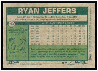 2026 Topps Heritage Ryan Jeffers Card Minnesota Twins