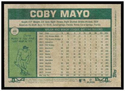2026 Topps Heritage Coby Mayo Card Flip Stock Baltimore Orioles
