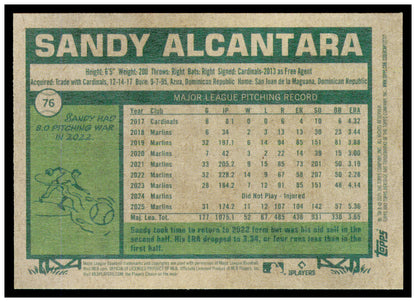 2026 Topps Heritage Sandy Alcantara Card Miami Marlins