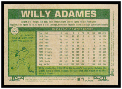 2026 Topps Heritage Willy Adames Card San Francisco Giants
